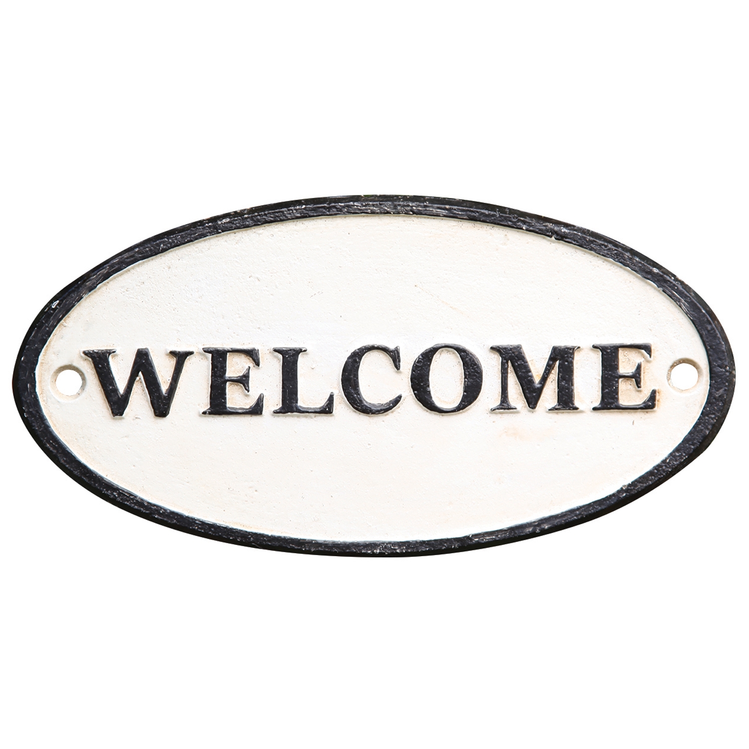 Welcome 7 inch cast Iron sign on white background